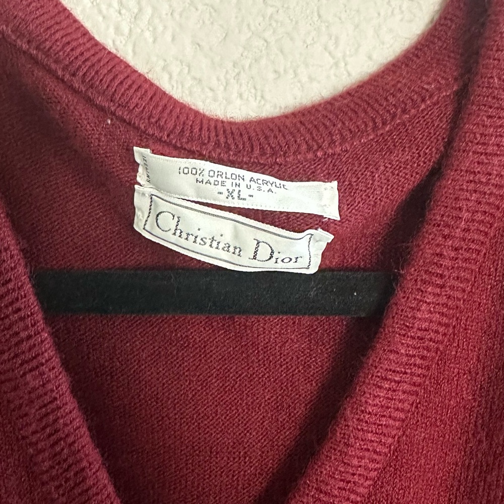 Dior Men's V-Neck Sweater - Deep Red - Picture 3 of 3